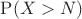 $\mathrm P(X>N)$