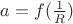 $a = f(\frac{1}{R})$ $a = f(\frac{1}{R})$