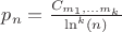 $p_n=\frac{C_{m_1,...m_k}}{\ln^k(n)}$