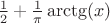 $\frac12+\frac{1}{\pi} \arctg(x)$