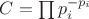 $C=\prod p_i^{-p_i}$