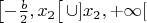 $\left[-\frac{b}{2},x_2\right[\cup]x_2,+\infty[$