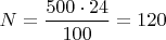 $N=\dfrac{500\cdot 24}{100}=120$