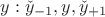 $y: \check{y}_{-1},y,\check{y}_{+1}$
