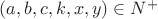 $(a,b,c,k,x,y)\in N^+$