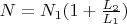 $N=N_1(1+\frac{L_2}{L_1})$