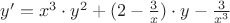 $y' = x^3 \cdot y^2+ (2 - \frac{3}{x}) \cdot y - \frac{3}{x^3}$