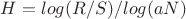 $H=log(R/S)/log(aN)$