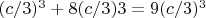 $(c/3)^3 + 8(c/3)3 = 9(c/3)^3$