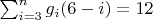 $\sum_{i=3}^n g_i(6-i) = 12$
