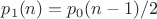 $p_1(n) = p_0(n-1)/2$