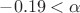 $-0.19 < \alpha$
