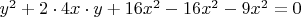 $y^2+2\cdot 4x\cdot y+16x^2-16x^2-9x^2=0$