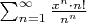 $\sum_{n=1}^{\infty } \frac{x^n \cdot n!}{n^n}$