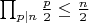$\prod_{p|n} \frac{p}{2} \leq \frac{n}{2}$