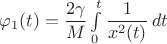 $\varphi_1(t) = \dfrac{2\gamma}{M}\int\limits_0^t \dfrac{1}{x^2(t)}\, dt$