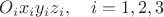 $O_ix_iy_iz_i,\quad i=1,2, 3$
