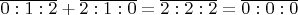 $\overline{0:1:2}+\overline{2:1:0}=\overline{2:2:2}=\overline{0:0:0}$