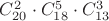 $C_{20}^{2}\cdot C_{18}^{5}\cdot C_{13}^{3}$