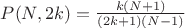 $P(N,2k)=\frac{k(N+1)}{(2k+1)(N-1)}$ $P(N,2k)=\frac{k(N+1)}{(2k+1)(N-1)}$