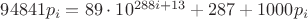 $94841p_i=89\cdot10^{288i+13}+287+1000p_i$