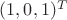 $(1,0,1)^T$