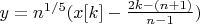 $ y = n^{1/5} (x[k]-\frac{2 k -(n+1)} {n-1} )$