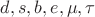 $d,s,b,e,\mu,\tau$