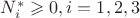 $N_i^{*}\geqslant 0, i = 1, 2, 3$