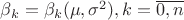 $\beta _k=\beta _k (\mu ,\sigma ^2), k=\overline {0,n}$
