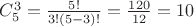 $\[C_5^3 = \frac{{5!}}{{3!(5 - 3)!}} = \frac{{120}}{{12}} = 10\]$