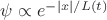 $\psi \propto e^{-|x|/L(t)}$
