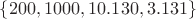 $\{200, 1000, 10.130, 3.131\}$