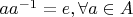 $aa^{-1}=e, \forall a \in A$