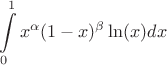 $$\int\limits_0^1 x^\alpha(1-x)^\beta\ln(x)dx $$ $$\int\limits_0^1 x^\alpha(1-x)^\beta\ln(x)dx $$
