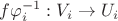 $f\varphi _i ^{-1} : V_i  \to U_i$