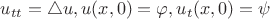 $u_{tt}=\triangle u, u(x,0)=\varphi, u_t(x,0)=\psi $u_{tt}=\triangle u, u(x,0)=\varphi, u_t(x,0)=\psi