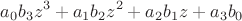 $$a_0b_3z^3+a_1b_2z^2+a_2b_1z+a_3b_0$$