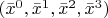 $(\bar{x}^0,\bar{x}^1, \bar{x}^2,\bar{x}^3 )$