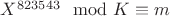 ${X}^{823543} \mod K \equiv m$