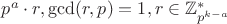 $p^a \cdot r, \gcd (r,p)=1, r \in \mathbb{Z}_{p^{k-a}}^*$