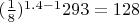 $(\frac {1} {8})^{1.4-1} 293 = 128К$