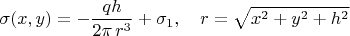$\sigma(x,y)=-\dfrac{qh}{2\pi\,r^3}+\sigma_1,\quad r=\sqrt{x^2+y^2+h^2}$