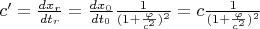 $c^\prime =\frac{dx_r}{dt_r}=\frac{dx_0}{dt_0} \frac{1}{(1+\frac{\varphi}{c^2})^2}=c \frac{1}{(1+\frac{\varphi}{c^2})^2}$