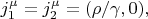 $j_1^\mu=j_2^\mu=(\rho/\gamma,0),$
