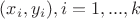 $(x_i,y_i), i=1,...,k$