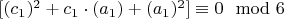 $ [(c_1)^2+c_1\cdot(a_1)+(a_1)^2] \equiv 0 \mod 6$