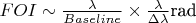 $FOI\sim \frac{\lambda }{Baseline}\times \frac{\lambda }{\Delta \lambda }\text{rad}$