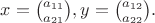 $x=\binom{a_{11}}{a_{21}},y=\binom{a_{12}}{a_{22}}.$
