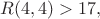 $R(4, 4)>17,$